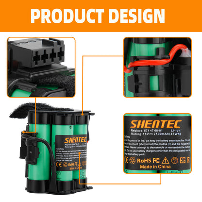 SHENTEC 18V 2500mAh batteria Li-Ion per Husqvarna Automower 105 Gardena R38Li R40Li R45Li