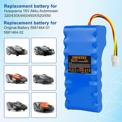 Batteria Li-ion SHENTEC 18V 5000mAh per Husqvarna Automower 320/430X/440/450X/520/550 589 58 52-01/589 58 57-01/588 14 64-01/588 14 64-02