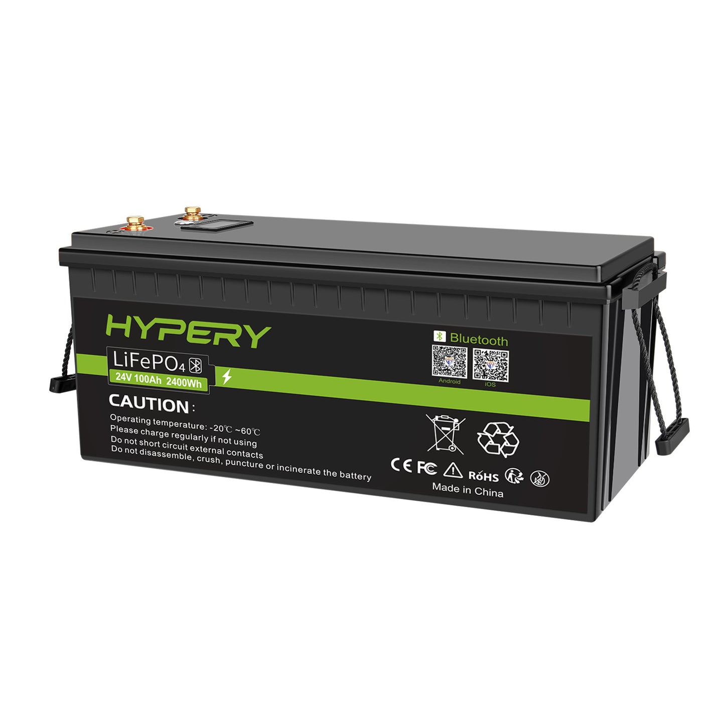 24V 100Ah LiFePO4 Lithium Battery BMS Deep Cycle Bluetooth LCD For Off-Grid Solar RV