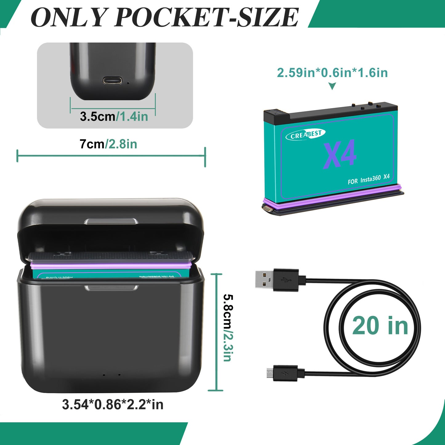 2x Batteria Di Ricambio 3.0Ah 3.85V JH-X4 + Caricabatterie Power Box Per Insta360 X4 Action Camera