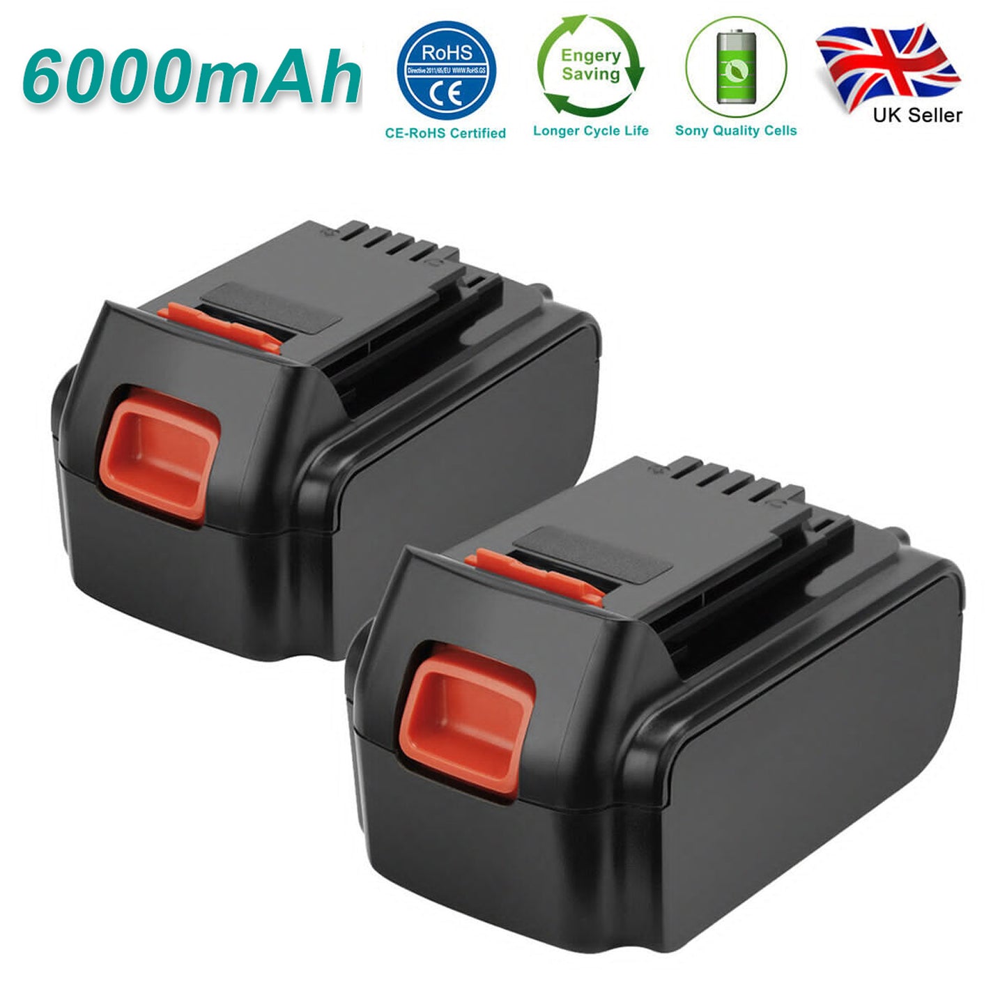 SHENTEC 2X 6AH 20V Li-ion Batteria Per Black Decker LBX20 BDCDMT120 LDX120SB