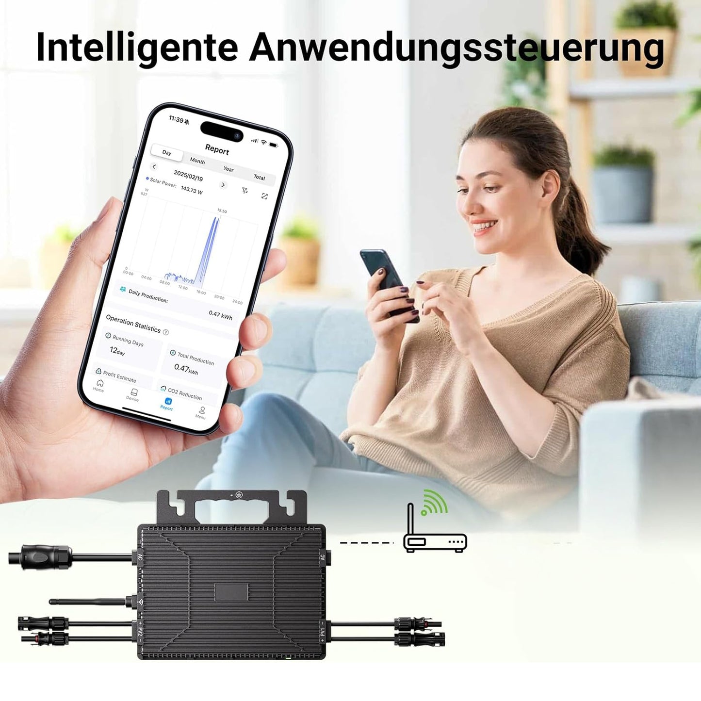 Impianto solare da balcone da 800 W con kit flessibile con 4 pannelli solari flessibili da 200 W e inverter da 800 W, plug and play con cavo AC da 5 m
