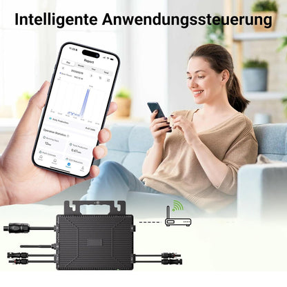 Impianto solare da balcone da 800 W con kit flessibile con 4 pannelli solari flessibili da 200 W e inverter da 800 W, plug and play con cavo AC da 5 m