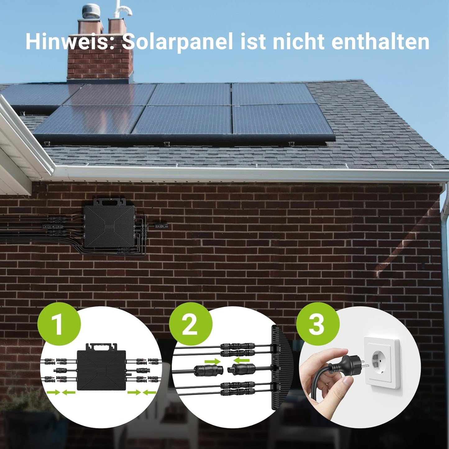 Micro inverter di potenza 1600W, power station da balcone con WiFi, Plug & Play, controllo app, cavo AC da 5 m, inverter fotovoltaico