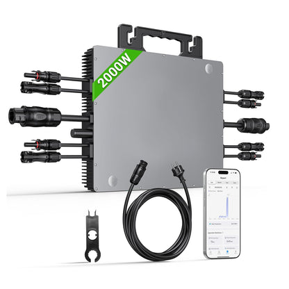 Micro inverter di potenza da 2000W, stazione di alimentazione da balcone con WiFi, Plug & Play, controllo app, cavo AC da 5 m, inverter fotovoltaico