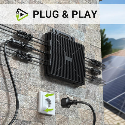 Micro Inverter 800W, centrale elettrica da balcone con WiFi, Plug & Play, controllo tramite app, cavo AC da 5 m, inverter FV