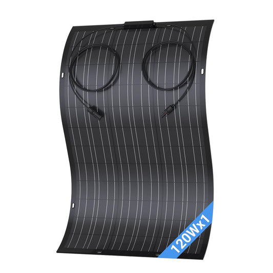 Pannello solare flessibile da 120 W, modulo solare flessibile monocristallino per balcone da 1 x 120 W, cella solare fotovoltaica IP67 off-grid per camper, auto, capanno, tetto, barca