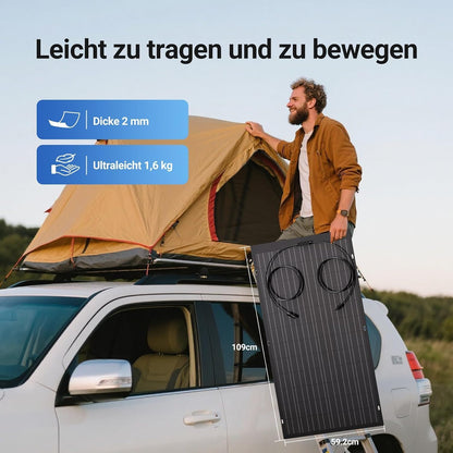 Pannello solare flessibile da 120 W, modulo solare flessibile monocristallino per balcone da 1 x 120 W, cella solare fotovoltaica IP67 off-grid per camper, auto, capanno, tetto, barca
