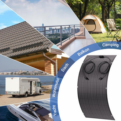 Pannello solare flessibile da 120 W, modulo solare flessibile monocristallino per balcone da 1 x 120 W, cella solare fotovoltaica IP67 off-grid per camper, auto, capanno, tetto, barca