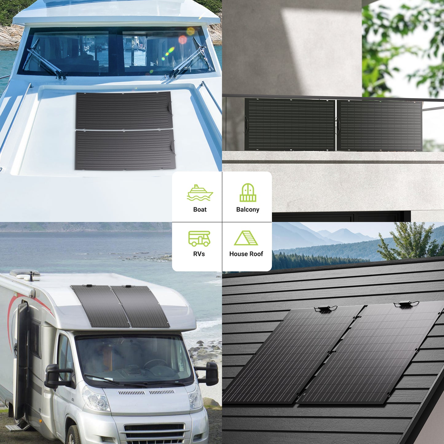 Kit pannello solare flessibile da 240 W, 2 moduli solari flessibili da 120 W, IP67 per balcone, camper, auto, capanno, tetto, barca, fuori rete