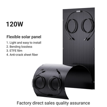 Kit pannello solare flessibile da 240 W, 2 moduli solari flessibili da 120 W, IP67 per balcone, camper, auto, capanno, tetto, barca, fuori rete