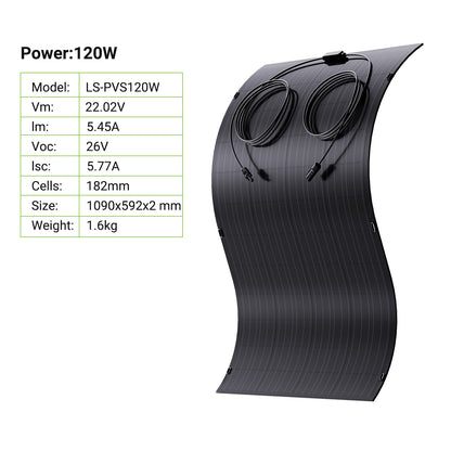 Kit pannello solare flessibile da 240 W, 2 moduli solari flessibili da 120 W, IP67 per balcone, camper, auto, capanno, tetto, barca, fuori rete