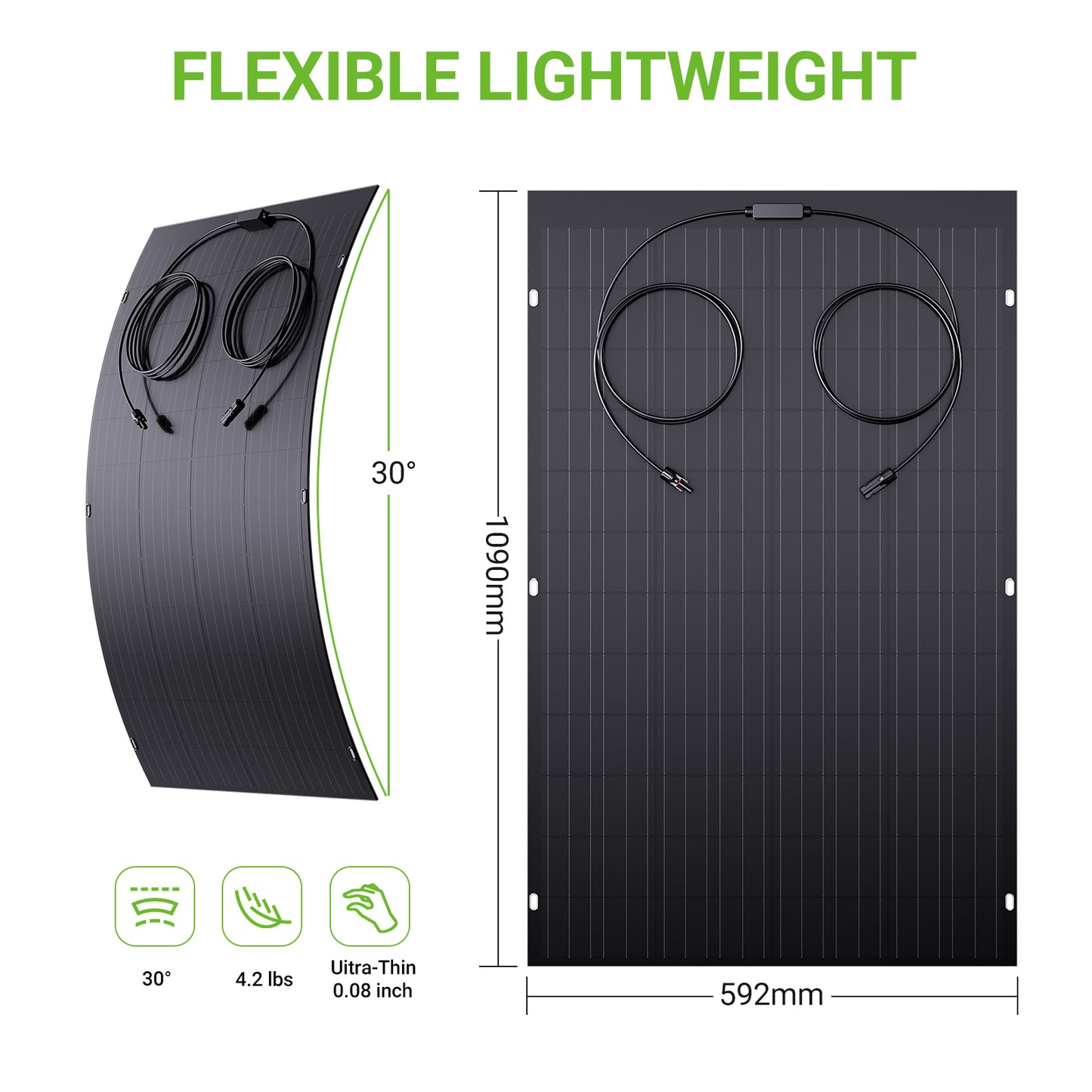 Kit pannello solare flessibile da 240 W, 2 moduli solari flessibili da 120 W, IP67 per balcone, camper, auto, capanno, tetto, barca, fuori rete
