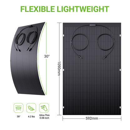 Kit pannello solare flessibile da 240 W, 2 moduli solari flessibili da 120 W, IP67 per balcone, camper, auto, capanno, tetto, barca, fuori rete