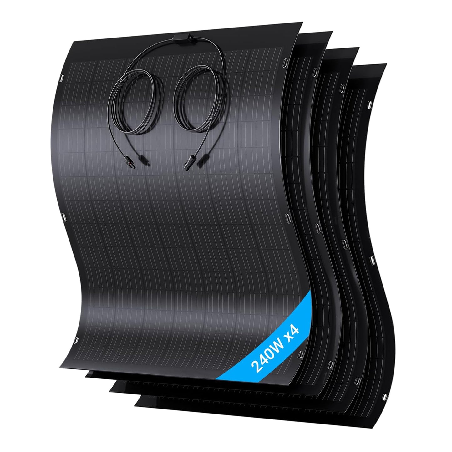 Kit pannello solare flessibile da 960 W, 4 moduli solari flessibili da 240 W, IP67, cella solare fotovoltaica off grid, per camper, auto, capanno, tetto, barca, balcone