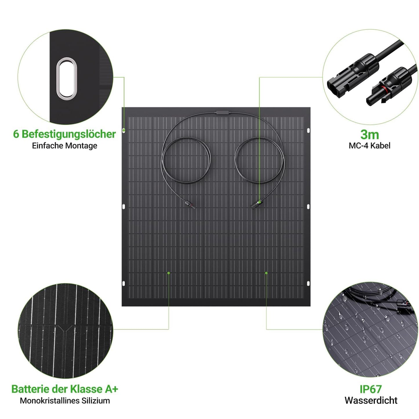 Kit pannello solare flessibile da 960 W, 4 moduli solari flessibili da 240 W, IP67, cella solare fotovoltaica off grid, per camper, auto, capanno, tetto, barca, balcone