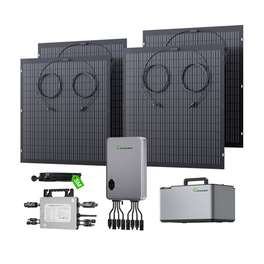 Impianto solare da balcone 800W flessibile con 4 pannelli solari da 200 W, inverter 800W, Smart Hub 1600W e Power Box da 1024WH