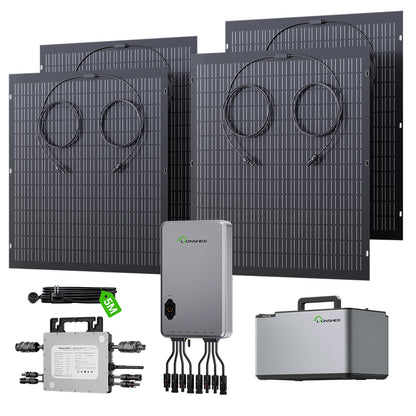 Impianto solare da balcone 800W flessibile con 4 pannelli solari da 200 W, inverter 800W, Smart Hub 1600W e Power Box da 1024WH