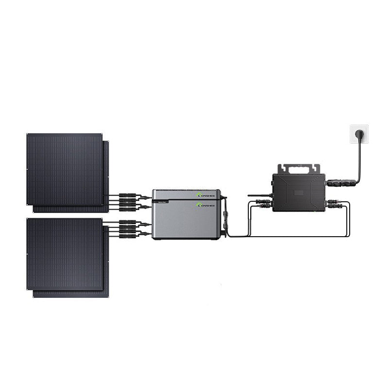 Impianto solare da balcone 800W flessibile con 4 pannelli solari da 200 W, inverter 800W, Smart Hub 1600W e Power Box da 1024WH