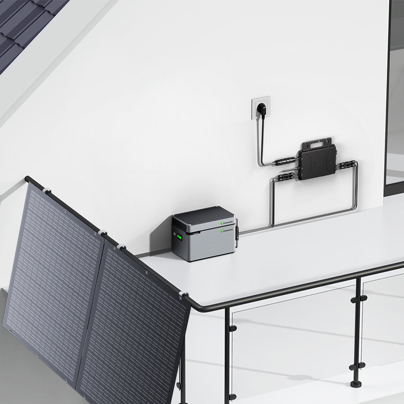 Impianto solare da balcone 800W flessibile con 4 pannelli solari da 200 W, inverter 800W, Smart Hub 1600W e Power Box da 1024WH