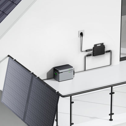 Impianto solare da balcone 800W flessibile con 4 pannelli solari da 200 W, inverter 800W, Smart Hub 1600W e Power Box da 1024WH