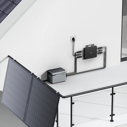 Impianto solare da balcone 800W flessibile con 4 pannelli solari da 200 W, inverter 800W, Smart Hub 1600W e Power Box da 1024WH