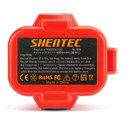 SHENTEC Batteria Ni-MH 4.0Ah 9.6V per Makita PA09 9100 9133 9135 9134 9122 193099-3