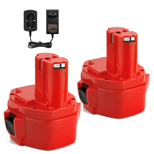 SHENTEC Kit batteria + caricatore 2x 9.6V per Makita PA09 9120 9122 6203D 6207D 6222D 9100