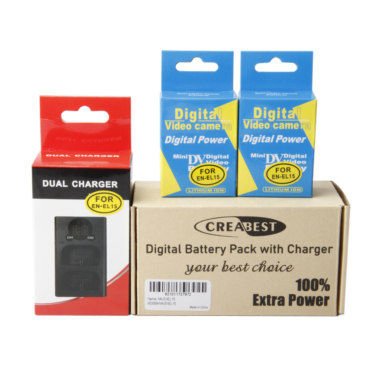 2x Batteria EN-EL15 + caricabatterie doppio per Nikon EL15A D500, D600, D610, D750, D850, D800E