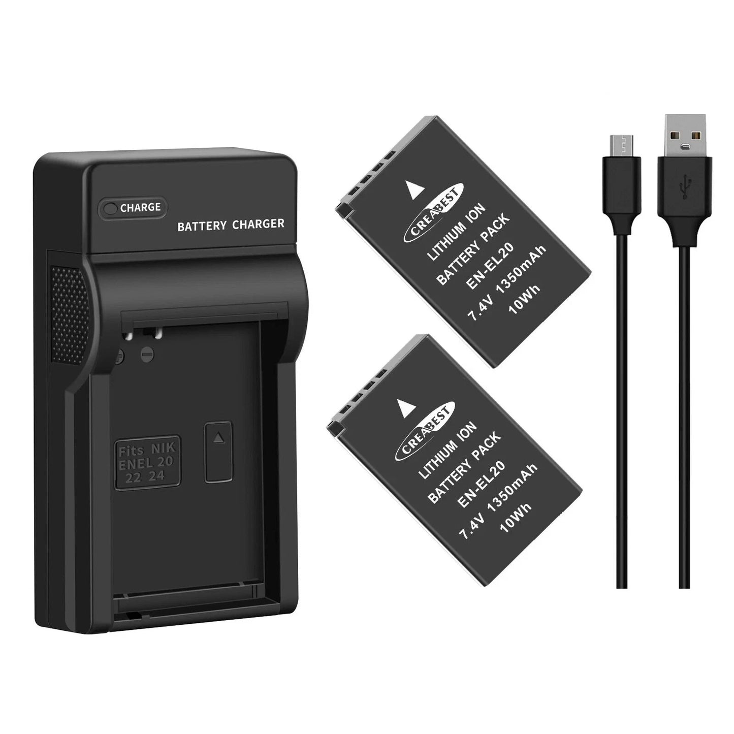 2x 1350mAh EN-EL20 EN-EL20a Battery For Nikon Coolpix P950 P1000 J1 J2+Charger