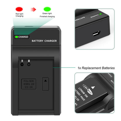 2x 1350mAh EN-EL20 EN-EL20a Battery For Nikon Coolpix P950 P1000 J1 J2+Charger