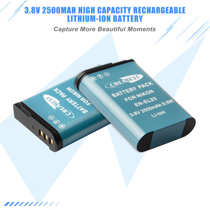 2X EN-EL23 Batteria e Caricabatterie per Nikon Coolpix P900 S810c B700 P600 P610 P610s