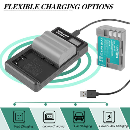 2X Batteria 2.2Ah EN-EL3E + doppio caricabatterie per Nikon D70 D70S D100 D50 D90 D700 D300