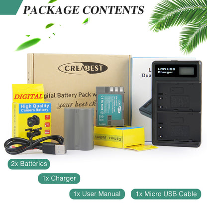 2X Batteria 2.2Ah EN-EL3E + doppio caricabatterie per Nikon D70 D70S D100 D50 D90 D700 D300