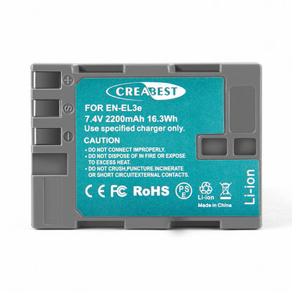 2X Batteria 2.2Ah EN-EL3E + doppio caricabatterie per Nikon D70 D70S D100 D50 D90 D700 D300