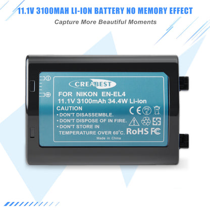 Batteria 3100mAh EN-EL4 per Nikon EN-EL4e F6 D2X D2Xs D2H D2Hs D3 D3S D3X EN-EL4a
