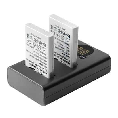 2x Batteria EN-EL5 1600mAh + Caricabatterie Doppio per Nikon Coolpix P520 P100 P510