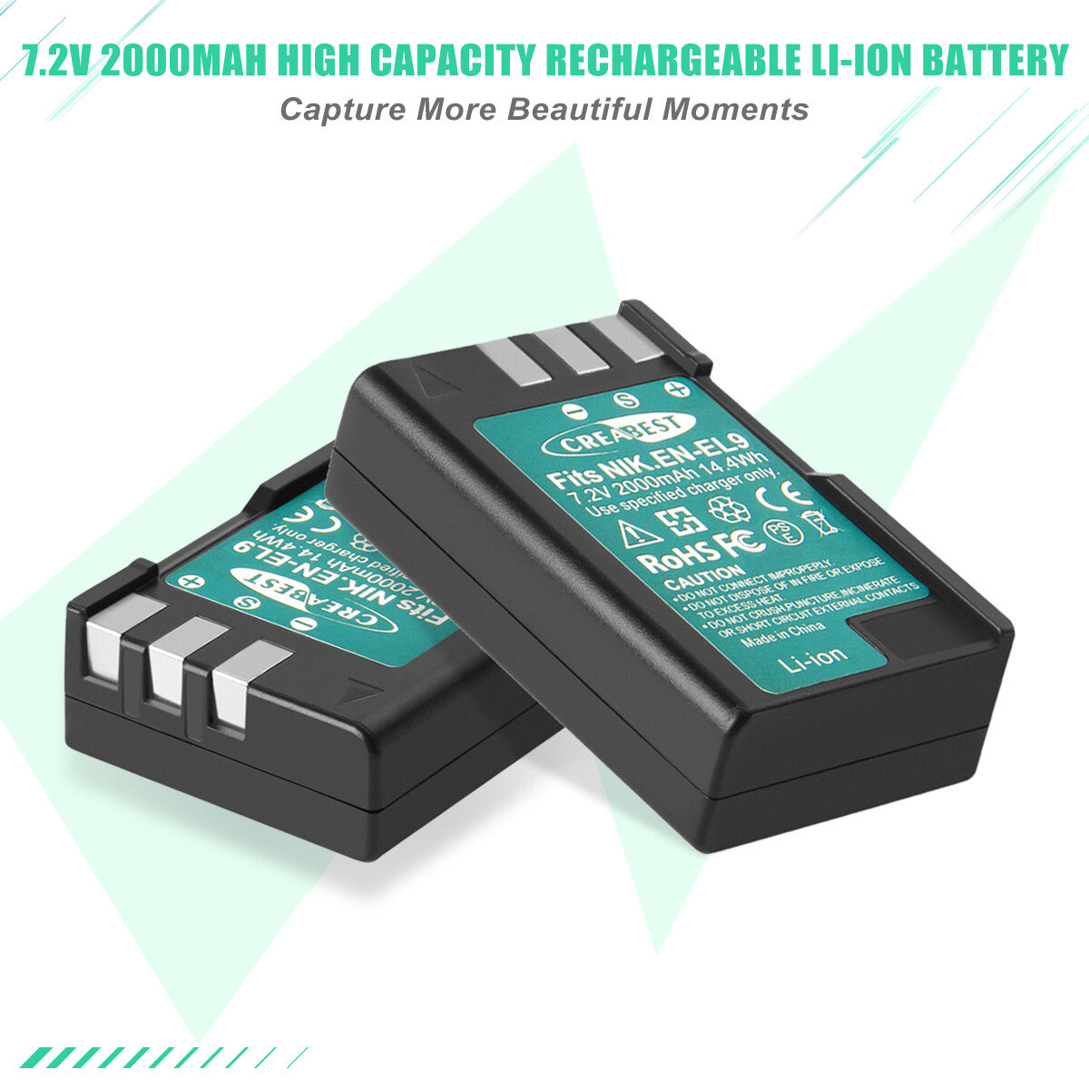 2x Batterie EN-EL9 2.0Ah +Caricabatterie per Nikon EN-EL9a D40X DSLR D3000 D5000 D60 D40