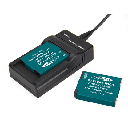 2 Pezzi Caricabatterie DMW-BCM13 1250mAh per Panasonic Lumix DMC-TZ40S ZS50 ZS30W