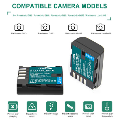2x Batteria DMW-BLF19 e caricabatterie LCD per Panasonic Lumix GH3 GH4 GH5 GH5M2 GH5S G9