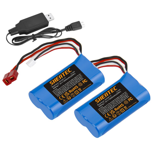 SHENTEC 7.4V 3.0Ah Batteria Li-ion con connettore XH3P+T per WLtoys 12401 12402 12403 Auto RC