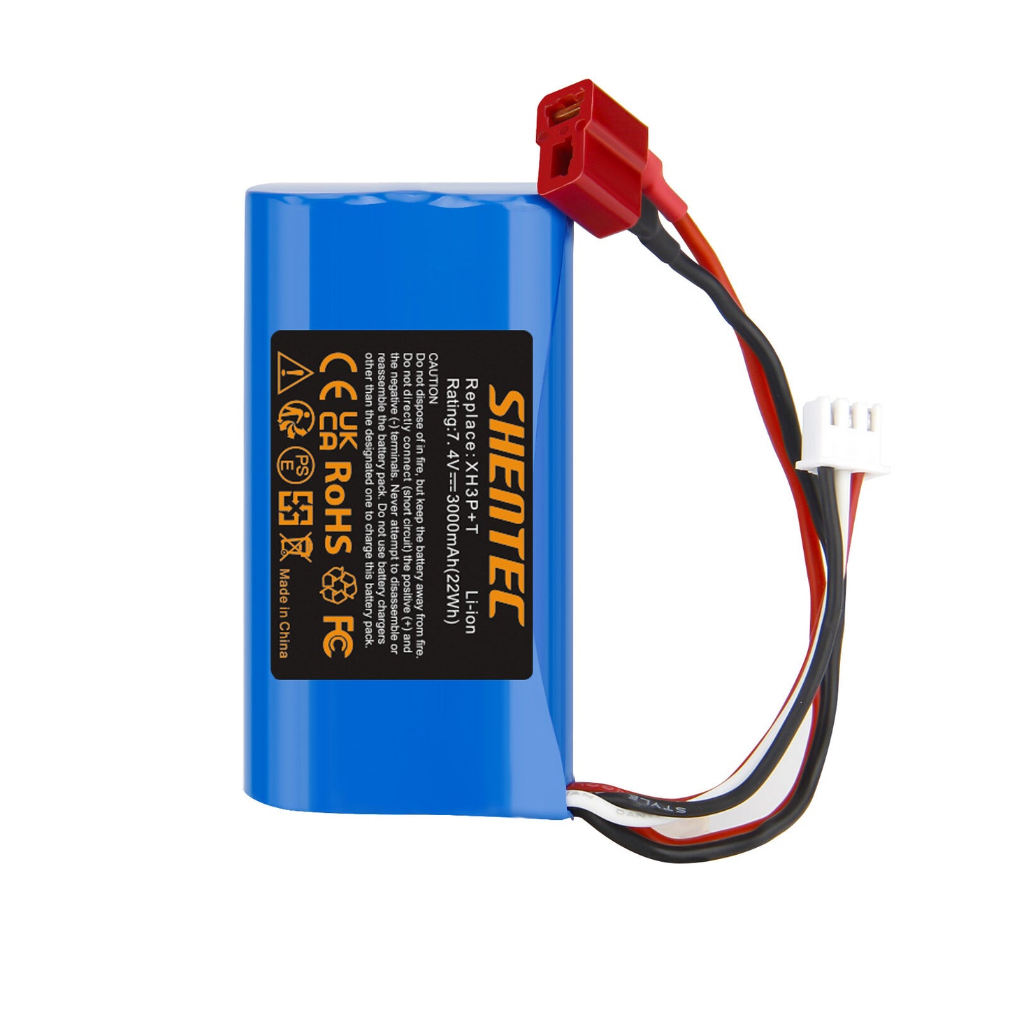 SHENTEC 7.4V 3.0Ah Batteria Li-ion con connettore XH3P+T per WLtoys 12401 12402 12403 Auto RC