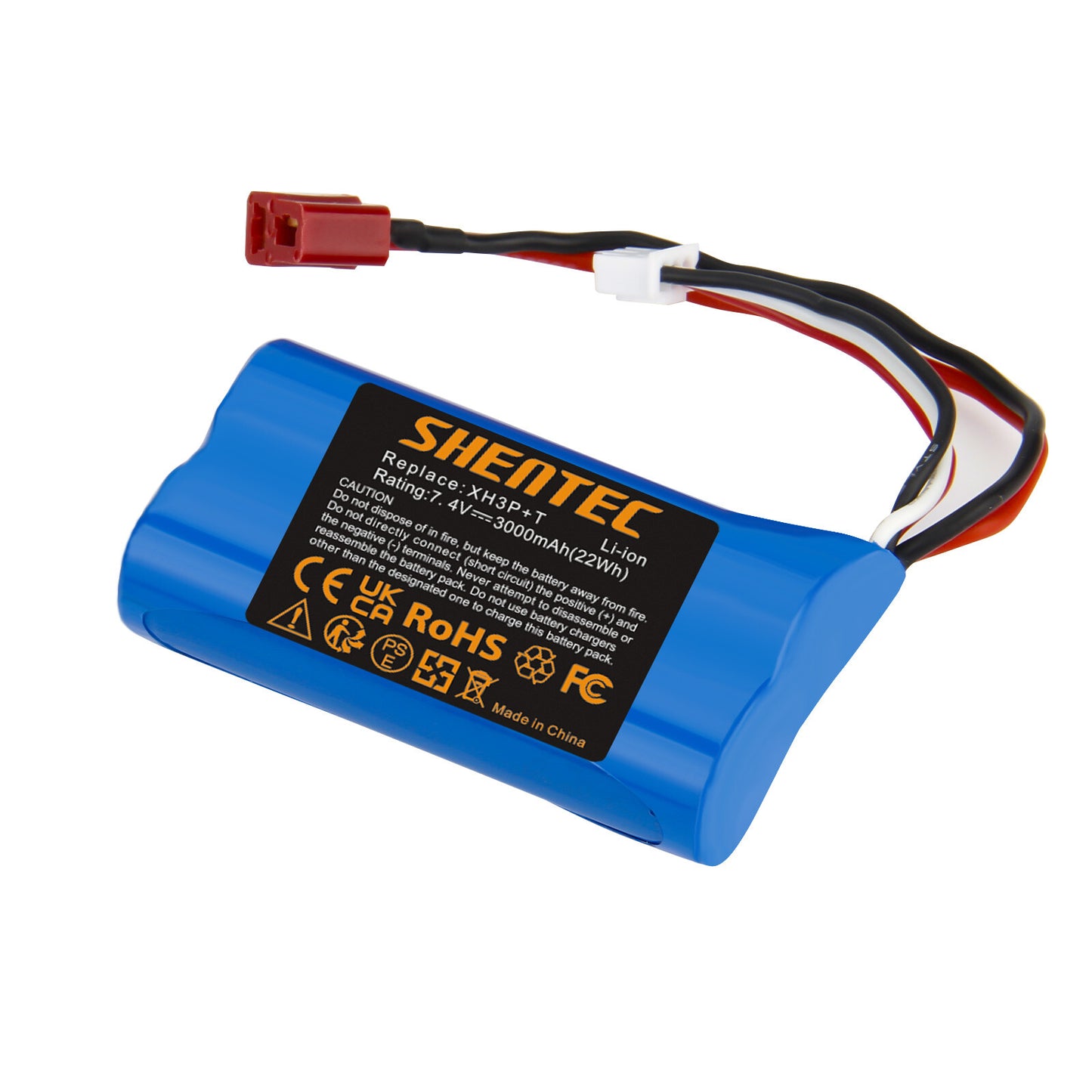 SHENTEC 7.4V 3.0Ah Batteria Li-ion con connettore XH3P+T per WLtoys 12401 12402 12403 Auto RC