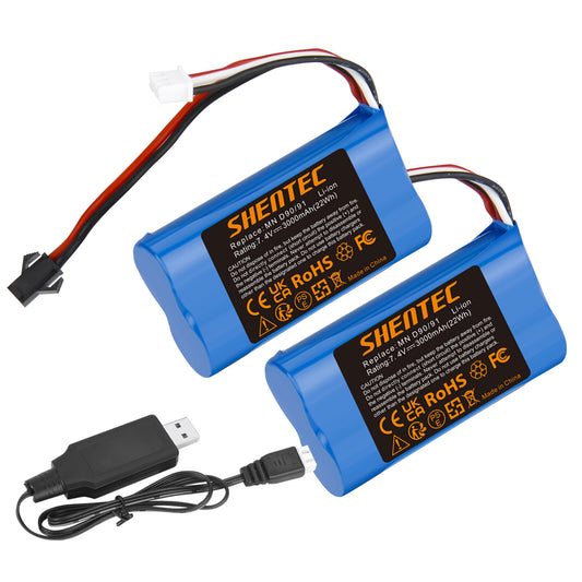 SHENTEC Batteria Li-ion 3Ah 7.4V per MN D90/D91 MN 99/99S Auto RC Modello H101 H105 RC
