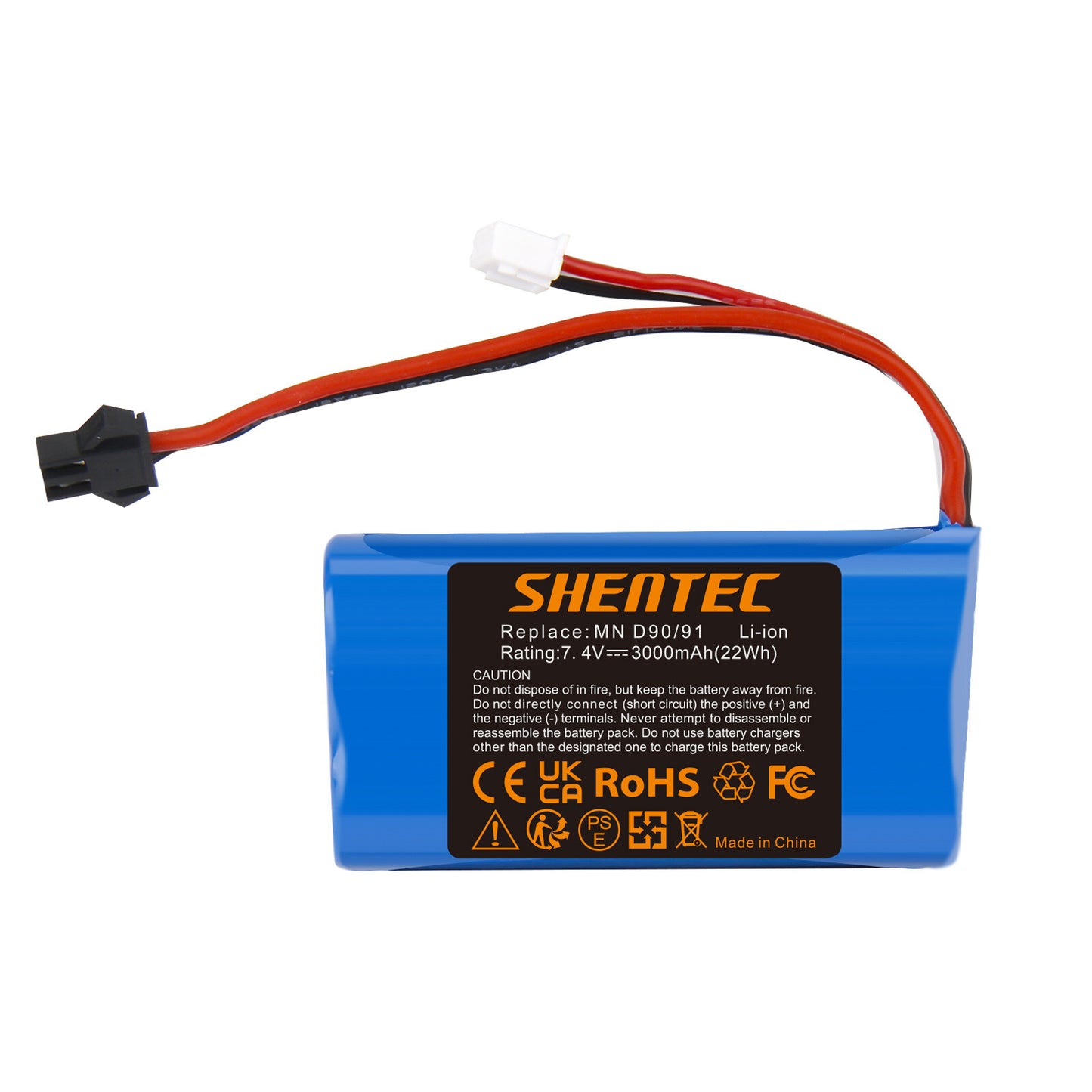 SHENTEC Batteria Li-ion 3Ah 7.4V per MN D90/D91 MN 99/99S Auto RC Modello H101 H105 RC