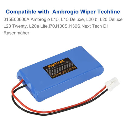 SHENTEC Batteria Li-Ion per rasaerba compatibile con Ambrogio Wipers Techline 015E00600A Ambrogio L15, L15 Deluxe, L20 b, L20 Deluxe, L20 Twenty, L20e Lite, i70, i100S, i130S, Next Tech D1