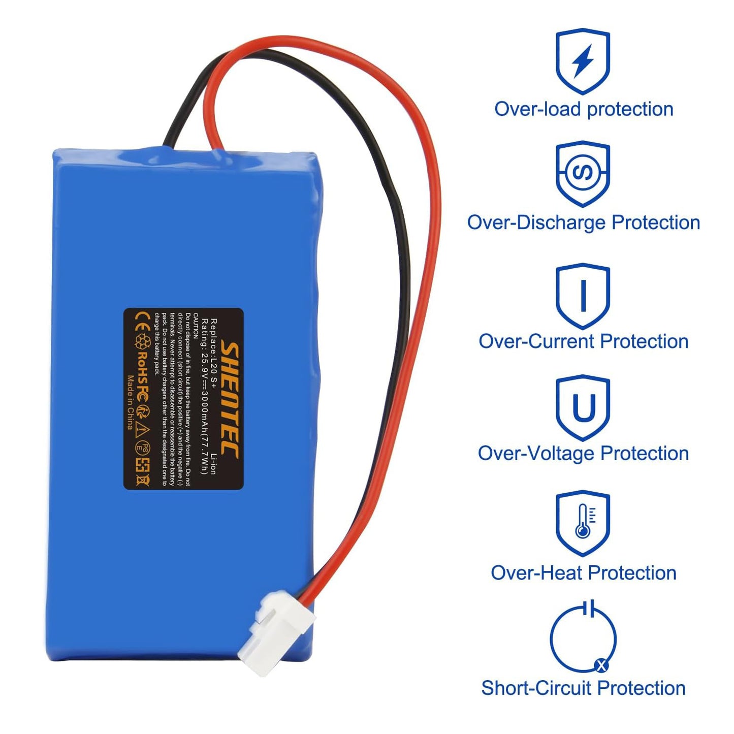 SHENTEC Batteria Li-Ion per rasaerba compatibile con Ambrogio Wipers Techline 015E00600A Ambrogio L15, L15 Deluxe, L20 b, L20 Deluxe, L20 Twenty, L20e Lite, i70, i100S, i130S, Next Tech D1