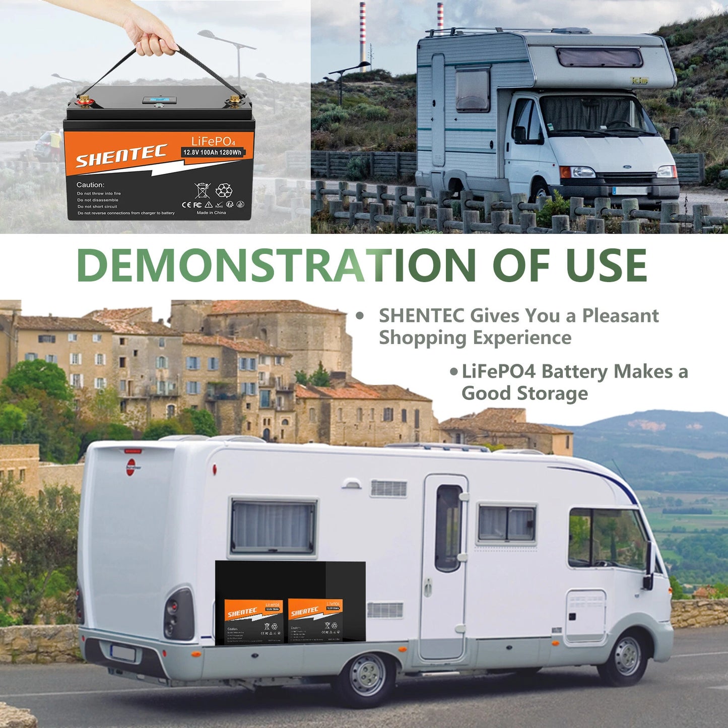 SHENTEC 12 V 100 Ah Batteria LiFePO4 con Display LED BMS integrato 100 A per alimentazione di backup