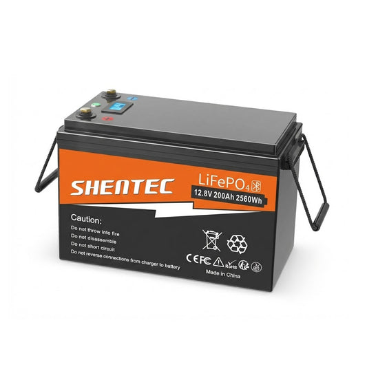 SHENTEC 12V 200Ah Batteria LiFePO4 al Litio per Barca e Camper 6000+ Cicli