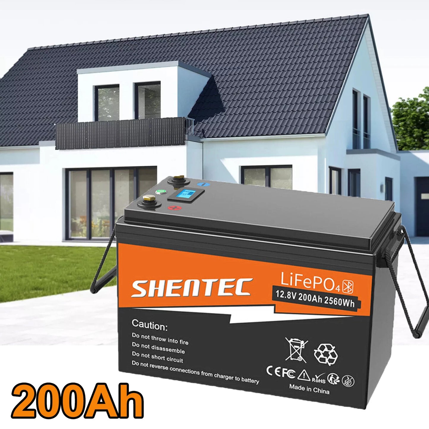 SHENTEC 12V 200Ah Batteria LiFePO4 al Litio per Barca e Camper 6000+ Cicli